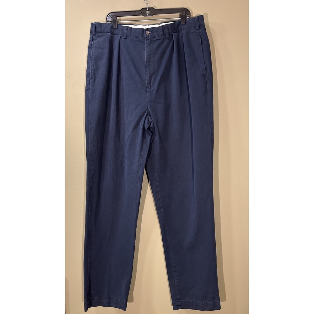 Vintage Polo Ralph Lauren Andrew Pant Navy Blue Pleat Cuff Tall 40x35 90s Retro